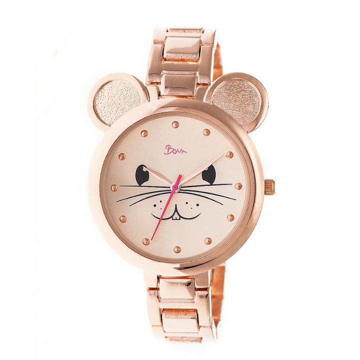 Boum Mignonne Ladies Mouse Accented Bracelet Watch - Rose Gold