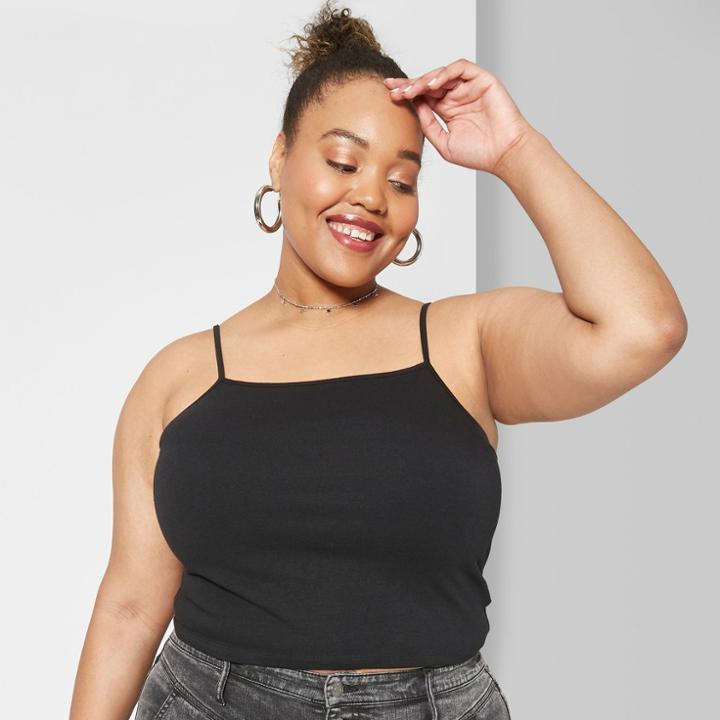 Women's Plus Size Sleeveless Square Neck Cami Tank Top - Wild Fable Black