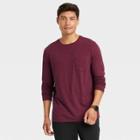 Men's Pinstripe Regular Fit Crewneck Long Sleeve T-shirt - Goodfellow & Co Burgundy