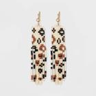 Beaded Fringe Drop Earrings - Universal Thread White