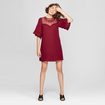 Women's Illusion Lace Neckline Dress - 3hearts (juniors') Burgundy