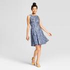 Women's Printed Lace Fit & Flare Dress - Melonie T Blue