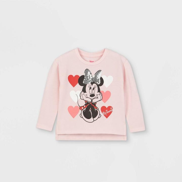Disney Toddler Girls' Minnie Mouse Hearts Valentine's Day Fleece Pullover - Pink