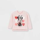 Disney Toddler Girls' Minnie Mouse Hearts Valentine's Day Fleece Pullover - Pink