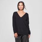 Women's Long Sleeve V-neck Pullover Sweater - Prologue Black