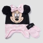 Toddler Girls' Minnie Mouse Gloves - Black/pink One Size, Toddler Unisex