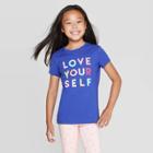 Petitegirls' Short Sleeve Love Yourself Graphic T-shirt - Cat & Jack Blue Xs, Girl's, Purple