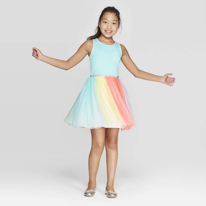 Girls' Tulle Skirt A Line Dress - Cat & Jack Aqua