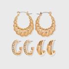 Multi-texture Hoop Earring Trio Set - A New Day Gold
