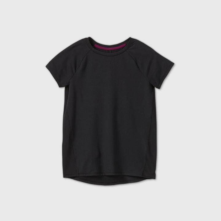 Girls' Pin-tuck Back Short Sleeve Performance T-shirt - All In Motion Black