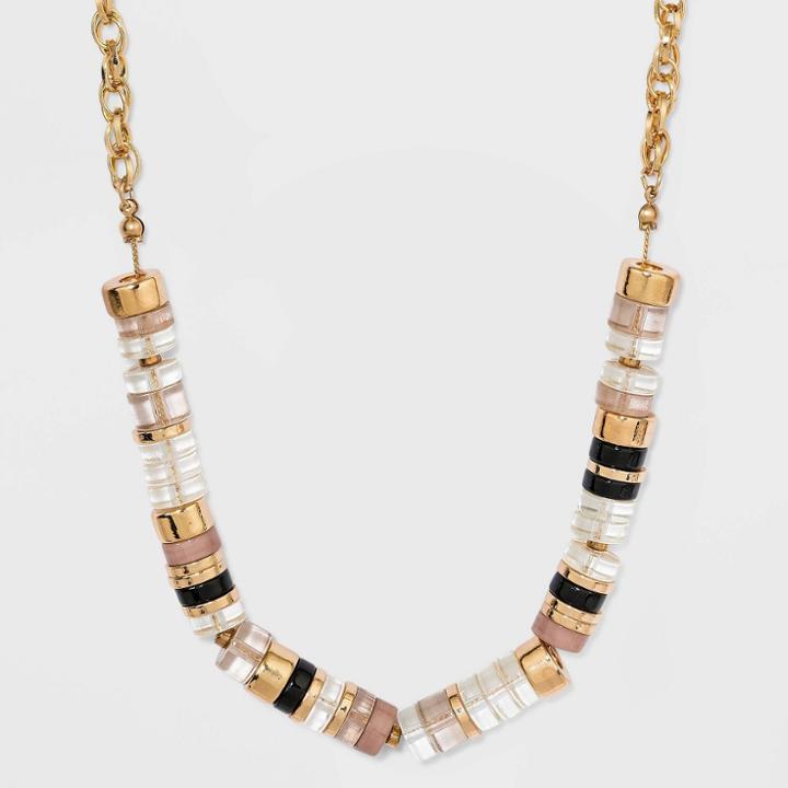Twisted Chain And Mixed Cylinder Bead Chain Necklace - A New Day Black