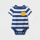 Baby Boys' Pocket Striped Short Sleeve Bodysuit - Cat & Jack Dusty Blue Newborn
