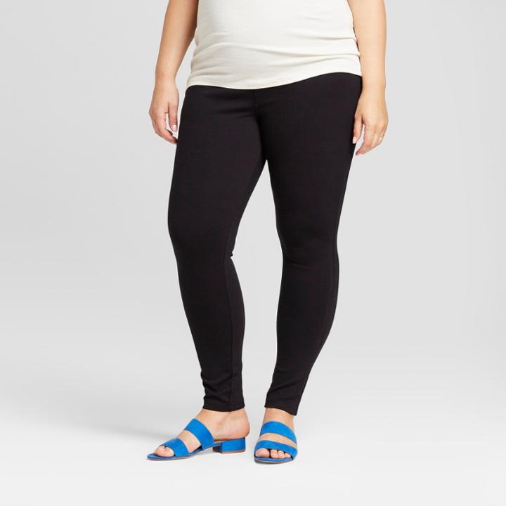 Maternity Plus Size Crossover Panel Ponte Pants - Isabel Maternity By Ingrid & Isabel Black