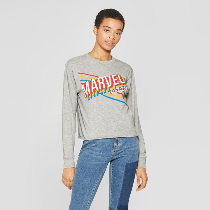 Women's Marvel Comics Long Sleeve T-shirt - (juniors') Gray