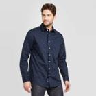 Men's Polka Dot Slim Fit Spacedye Design Button-down Shirt - Goodfellow & Co Navy Voyage L, Men's, Size: Large, Blue Voyage