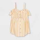 Striped Sleeveless Cold Shoulder Button-front Woven Maternity Blouse - Isabel Maternity By Ingrid & Isabel Yellow/white