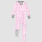 Honest Baby Girls' Square Print Snug Fit Footed Pajama - Purple