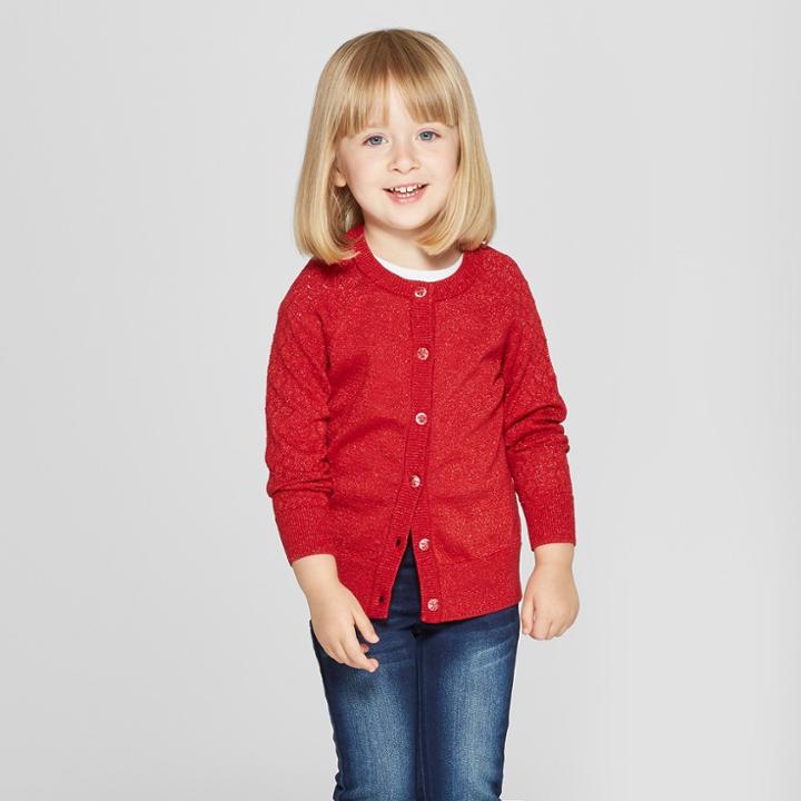 Toddler Girls' Cardigan - Cat & Jack Red Velvet