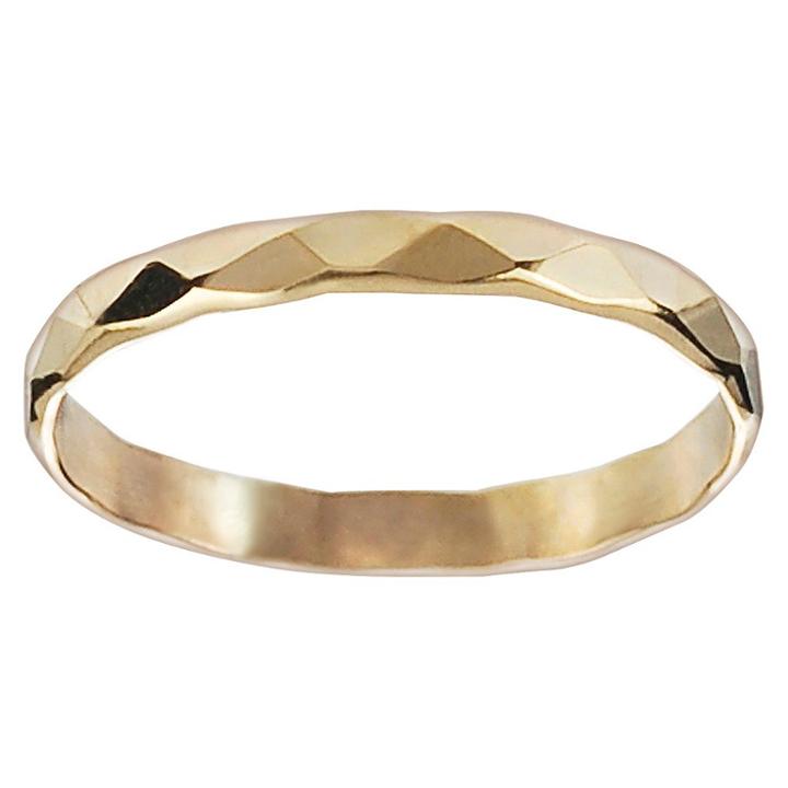 Journee Collection Tressa Collection Handcrafted Hammered Band In Sterling Silver - Gold (5), Girl's,
