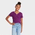 Girls' Short Sleeve Notch T-shirt - Art Class Dark Purple