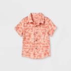 Toddler Boys' Adaptive Challis Button-down Short Sleeve Shirt - Cat & Jack Coral Pink/peach