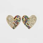 Sugarfix By Baublebar Two Halves Crystal Heart Stud Earrings - Rainbow