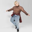 Women's Plus Size Animal Print Long Sleeve Mock Turtleneck Blouse - Wild Fable Neutral 4x, Size: