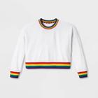 Ev Lgbt Pride Pride Gender Inclusive Adult Extended Size Rainbow Striped Crop Sweatshirt - White 1xb, Adult Unisex