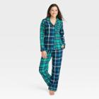 Women's Perfectly Cozy Flannel Pajama Set - Stars Above Green