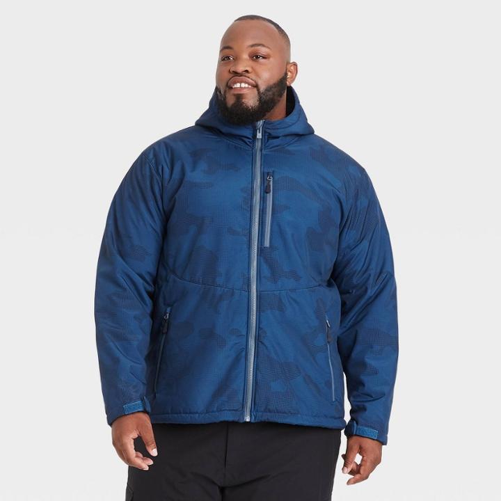 Men's Big & Tall Camo Print Softshell Sherpa Jacket - All In Motion Navy