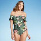 Women's Off The Shoulder Flounce High Coverage One Piece Swimsuit - Kona Sol Multi S,