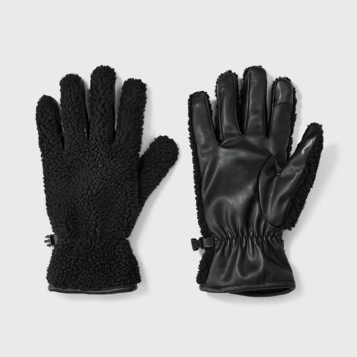 Men's Faux Shearling Gloves - Goodfellow & Co Black