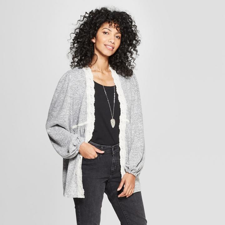 Women's Bishop Long Sleeve Layering Kimono Jacket - Knox Rose Gray