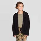 Girls' Cable Knit Open Front Cardigan - Art Class Black