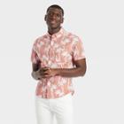 Men's Printed Slim Fit Short Sleeve Button-down Shirt - Goodfellow & Co Orange/tree
