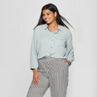 Women's Plus Size Long Sleeve Classic Blouse - Who What Wear Green