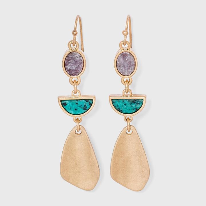 Semi-precious Lepidolite And Chrysocolla Drop Earrings - Universal Thread
