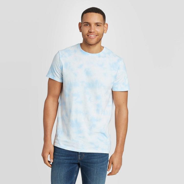 Men's Tie-dye Standard Fit Short Sleeve Novelty Crew Neck T-shirt - Goodfellow & Co Blue