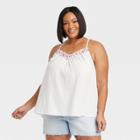 Women's Plus Size Woven Swing V-neck Cami - Ava & Viv White X
