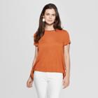 Women's Short Sleeve Side Tie T-shirt - Universal Thread Orange