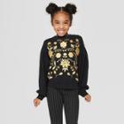 Girls' Gold Motif Pullover - Art Class Black