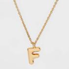 Puffy Initial Charm 'f' Pendant Necklace - Wild Fable Gold