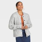 Women's Metal Button Cardigan - A New Day Gray