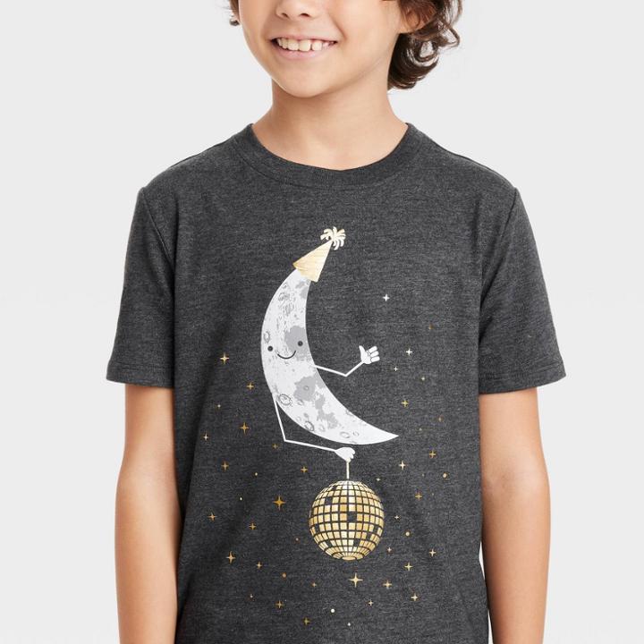 Boys' 'new Years Moon' Short Sleeve Graphic T-shirt - Cat & Jack Black