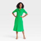 Women's Elbow Sleeve Polo Rib Dress - Who What Wear Green