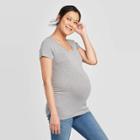 Maternity Short Sleeve Scoop Neck Side Shirred T-shirt - Isabel Maternity By Ingrid & Isabel Gray