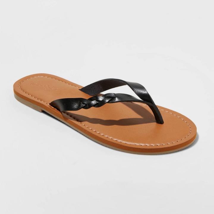 Women's Bobbie Braided Flip Flop Sandals - Universal Thread Black
