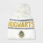 Girls' Harry Potter Hogwarts Cuffed Pom Beanie - Ivory One Size, Girl's, White