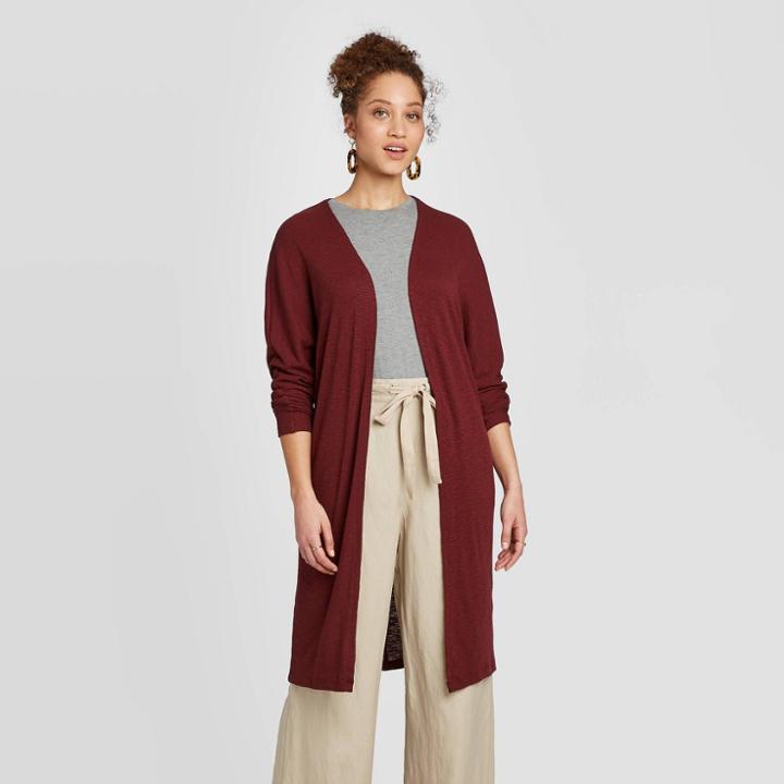 Women's Long Sleeve Cardigan - A New Day Burgundy Xs, Women's, Red
