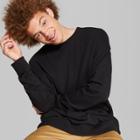 Men's Lightweight Drop Shoulder Crew Neck Pullover Sweatshirt - Original Use Black